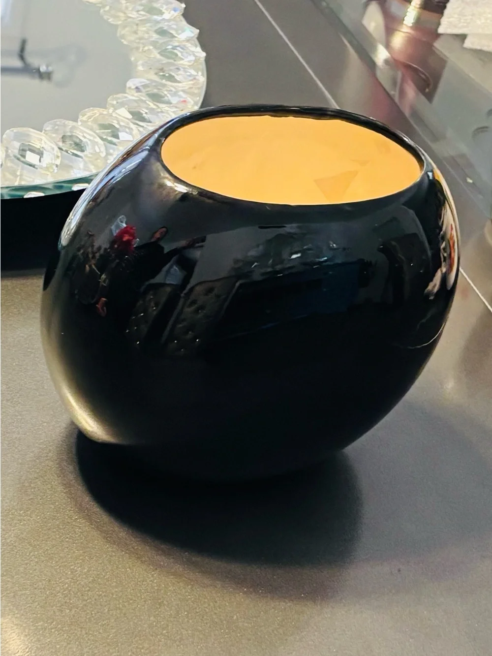 Grandmas Vase…..80s Black Floral Decorative Ceramic